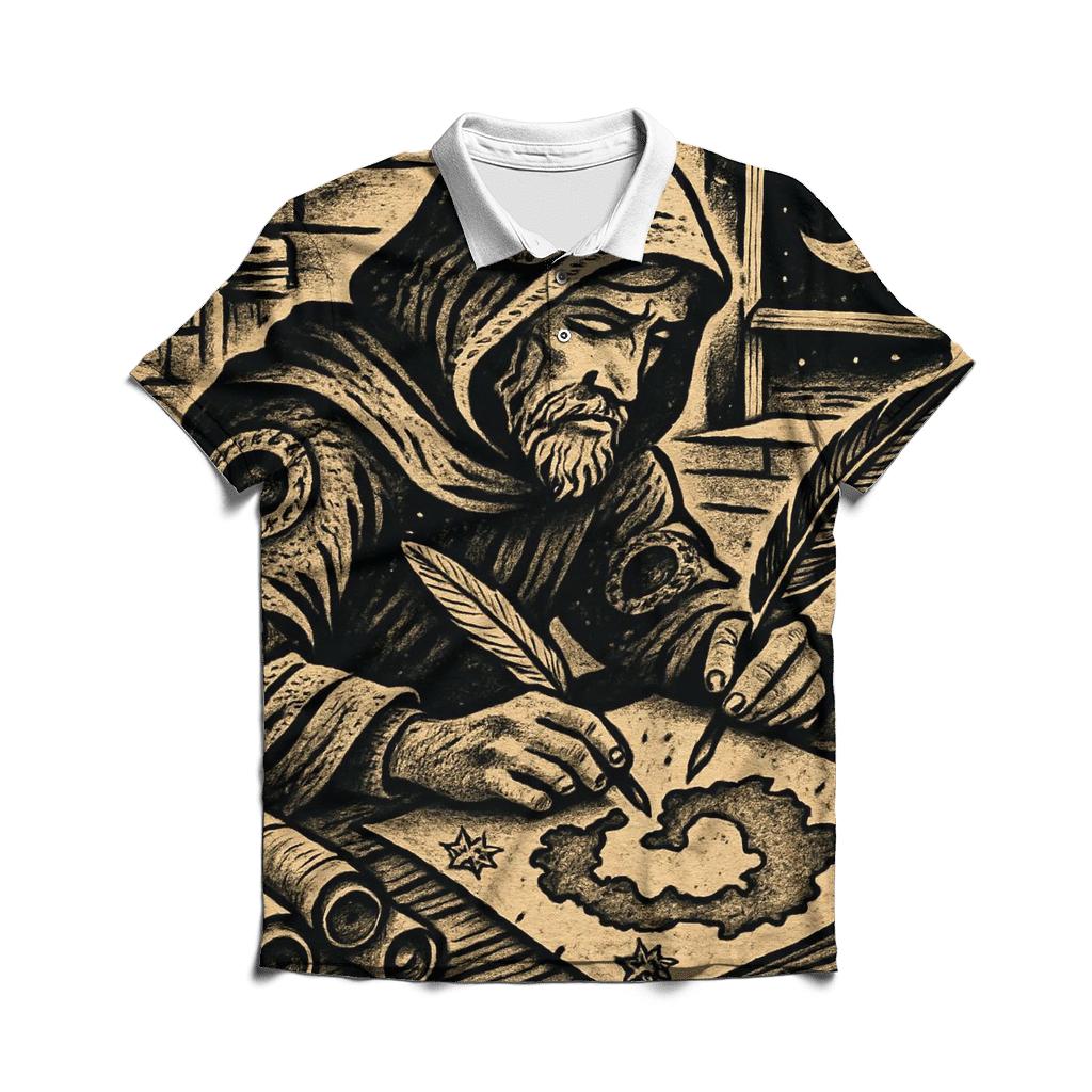 Astral Ouroboros Tattoo Cartographer premium cotton polo shirts