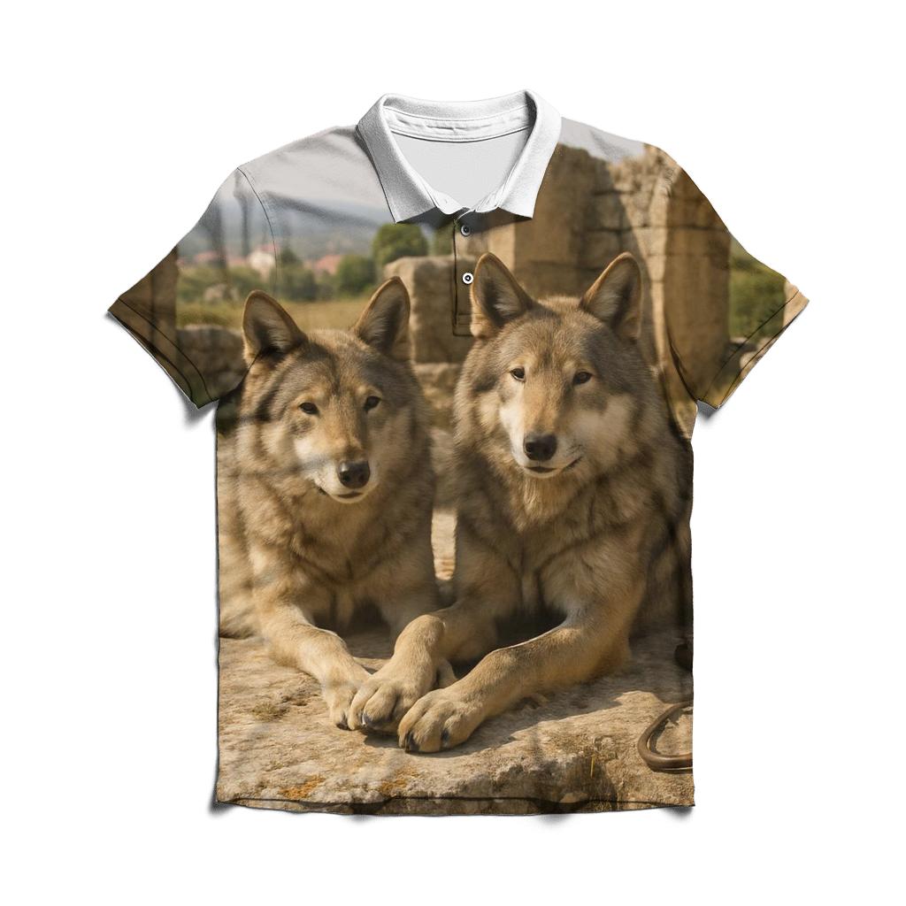 Cultural Watchers At Old Ruins personalized polo shirts