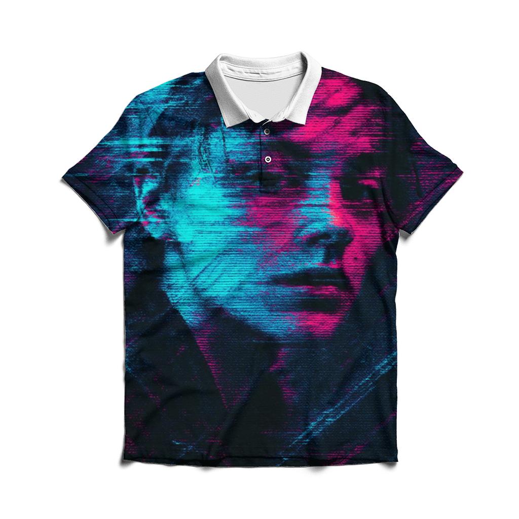 Digital Glitch Portrait classic pique polos