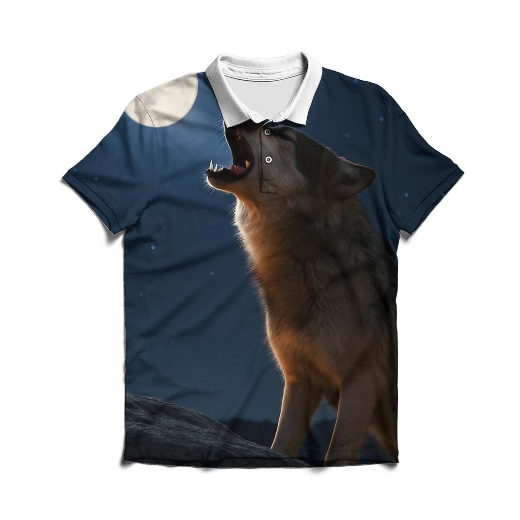 Moonlit Howl On Granite branded logo polo shirts