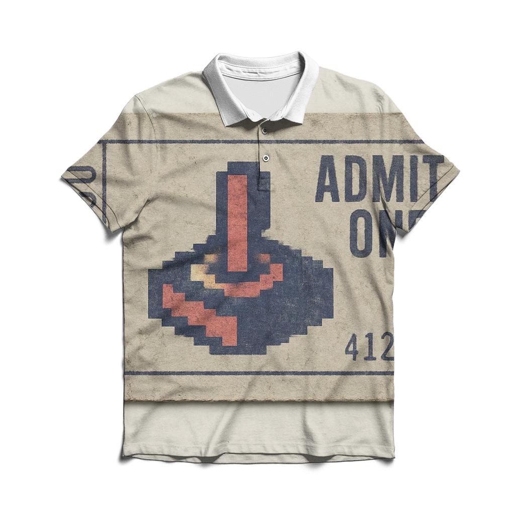 Classic 80s Arcade Ticket Stub designer slim fit polos