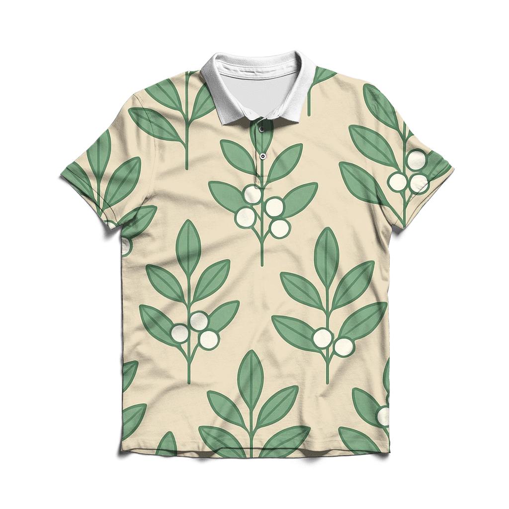 Minimal Mistletoe Motif embroidered polo tops