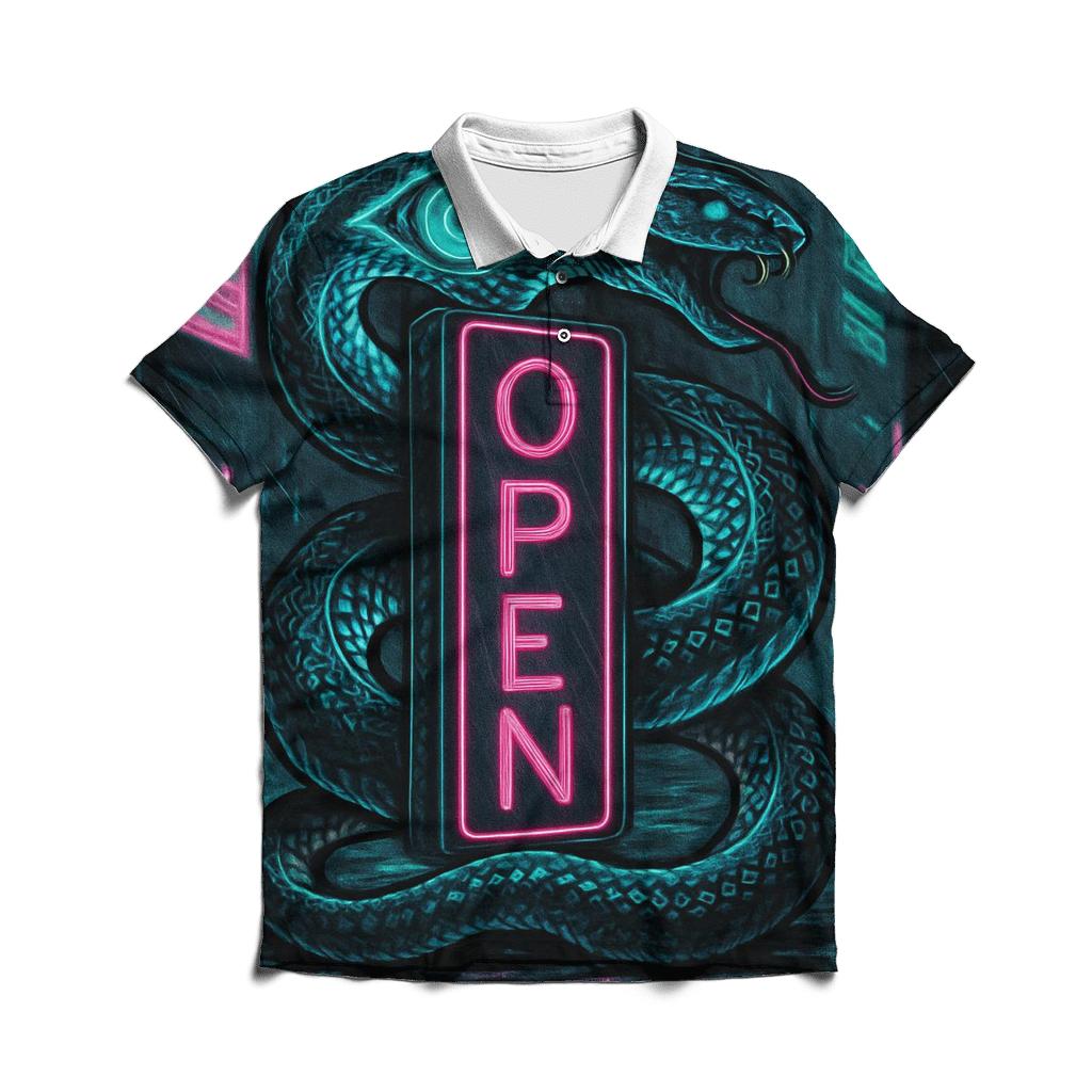 Neon Alley Ouroboros Sentinel branded logo polo shirts