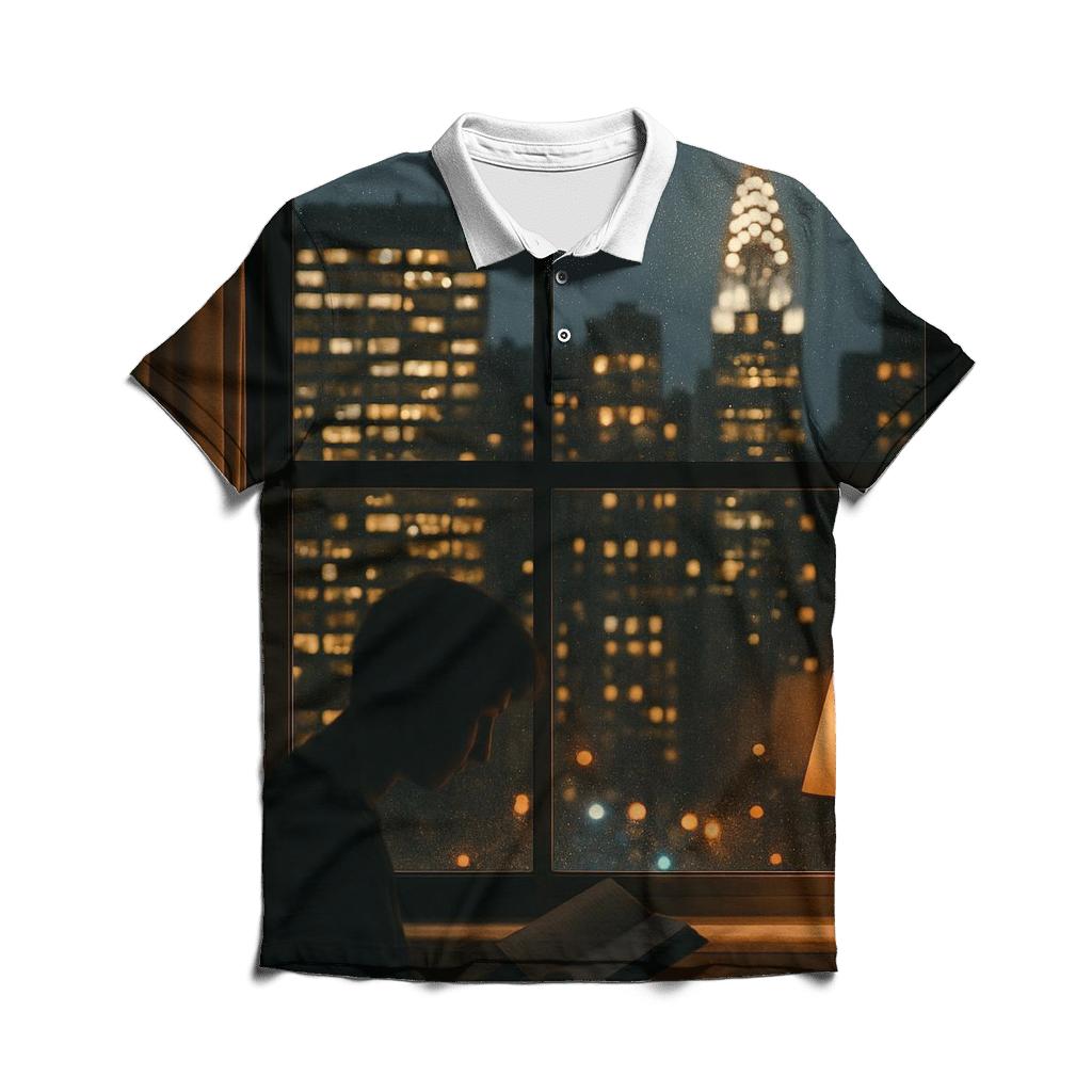 Nighttime Window Patterns From A Midtown Apartment embroidered polo tops