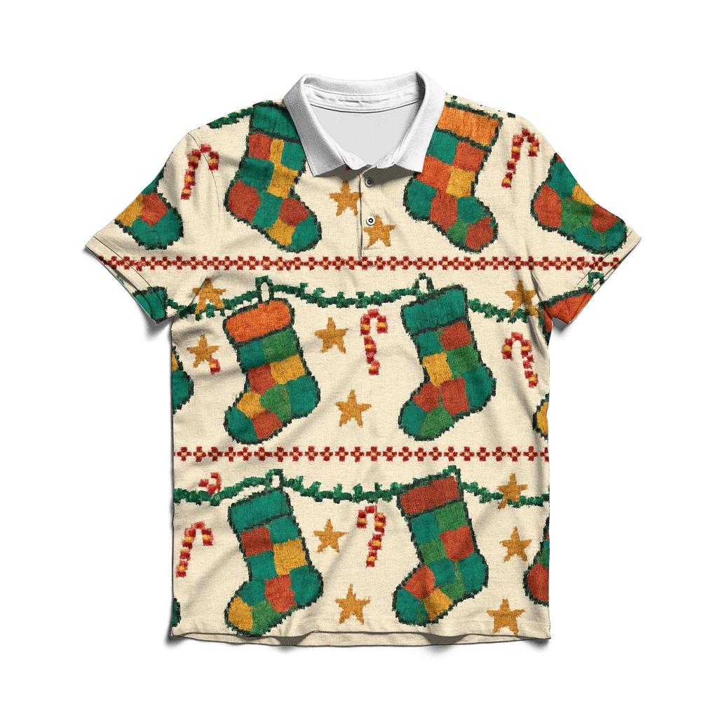 Stocking Garland Ladder Design casual sports polo shirts