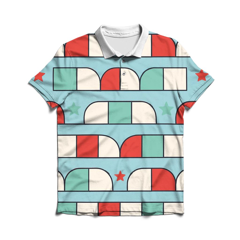 Geometric Candy Stripe Chorus embroidered polo tops