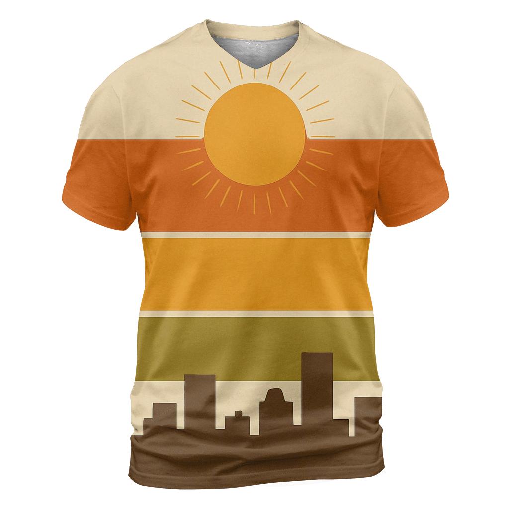 Solar Groove Stripes vibrant all-over design tees