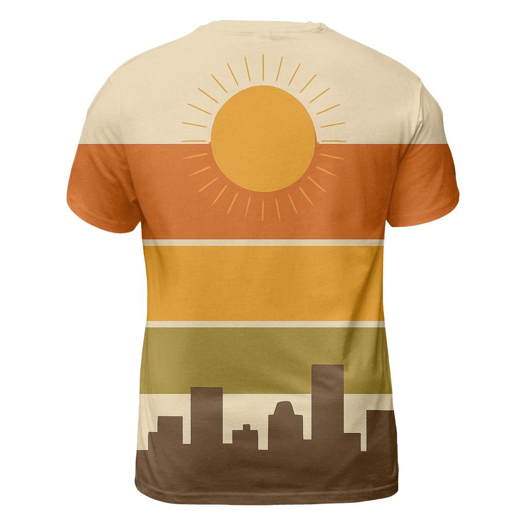 Solar Groove Stripes vibrant all-over design tees