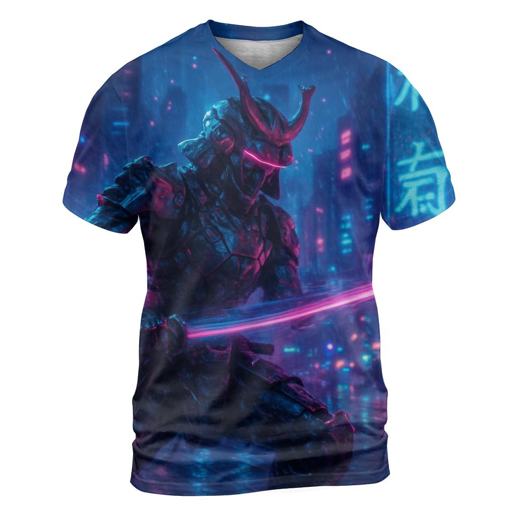 Neon Cyber Samurai unique graphic print tees
