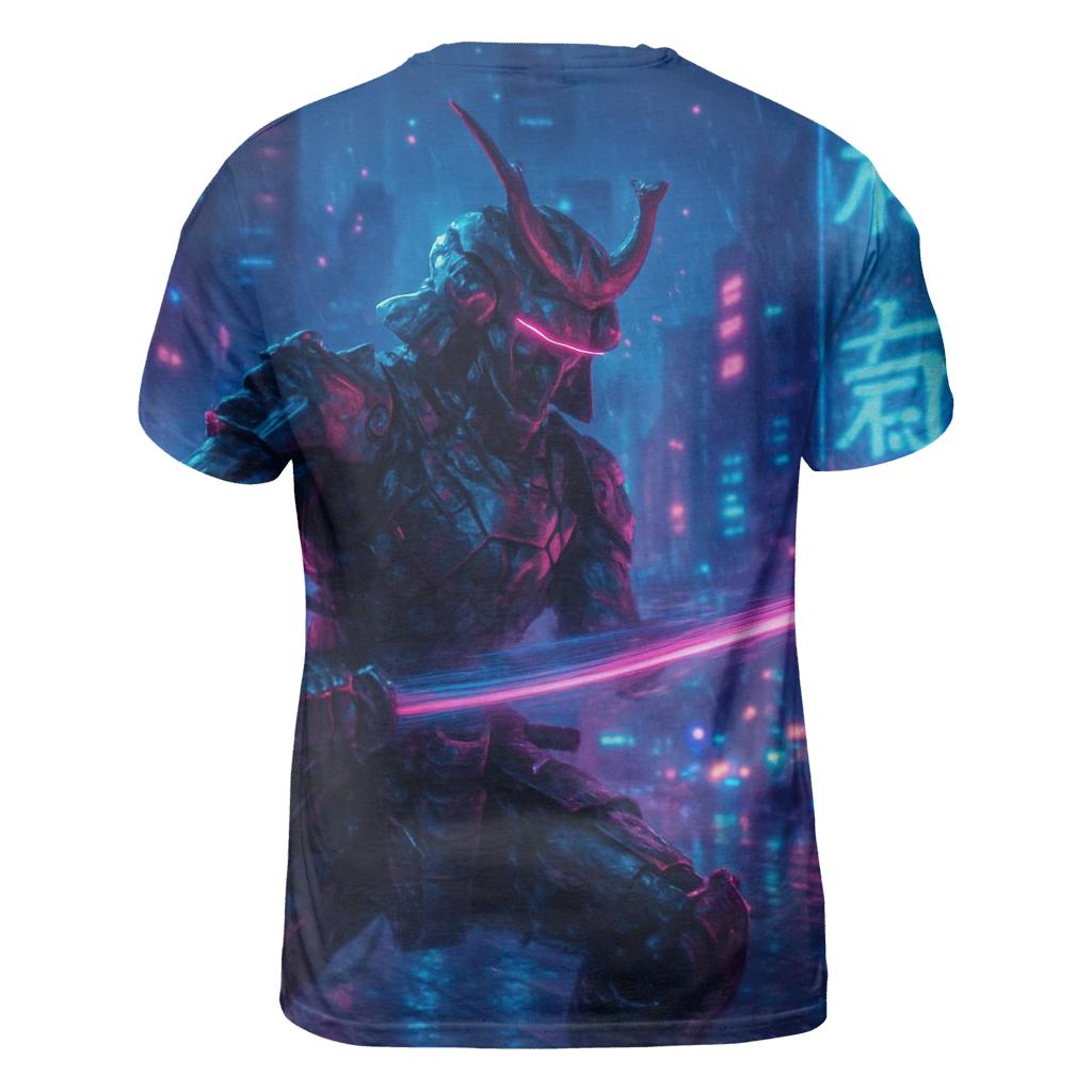 Neon Cyber Samurai unique graphic print tees