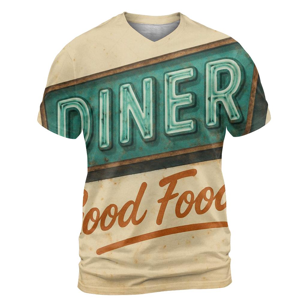 Distressed Diner Neon Sign personalized full print shirts