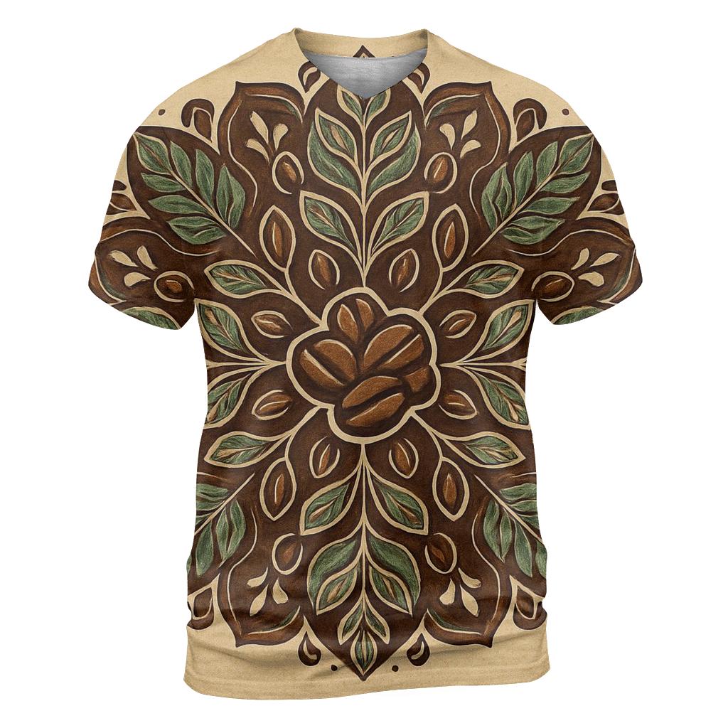 Bean Bloom Mandala vibrant all-over design tees