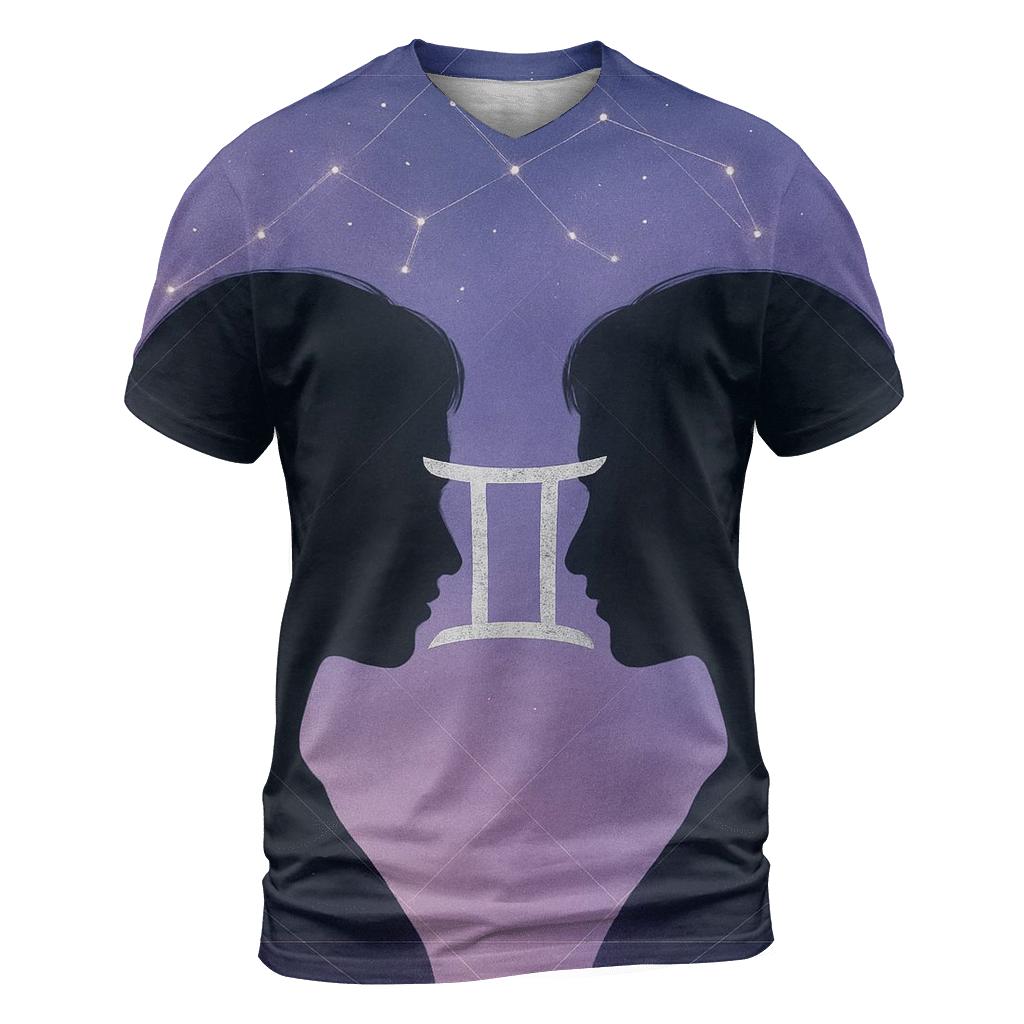 Luminous Gemini Twin Portrait artistic all-over print tops