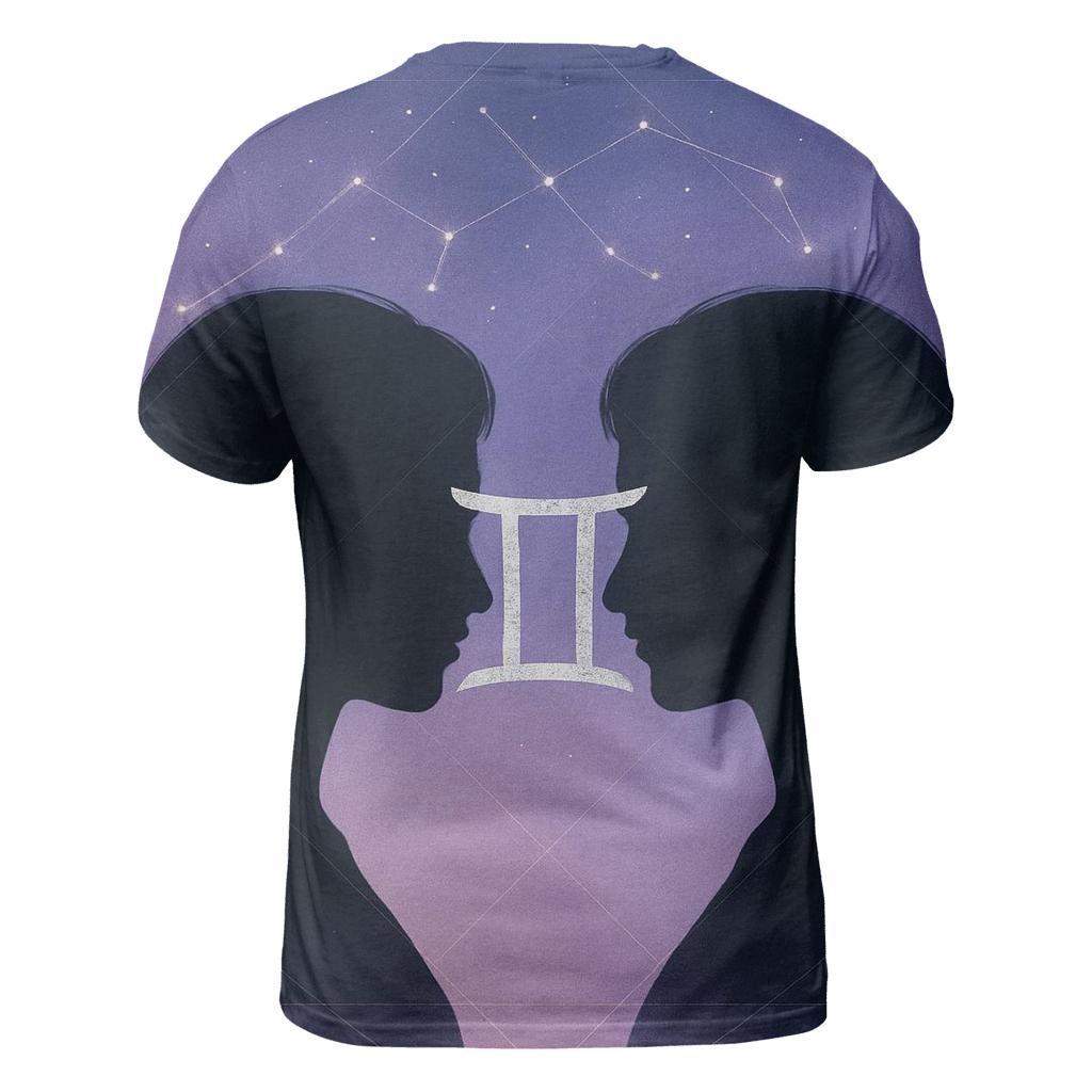 Luminous Gemini Twin Portrait artistic all-over print tops
