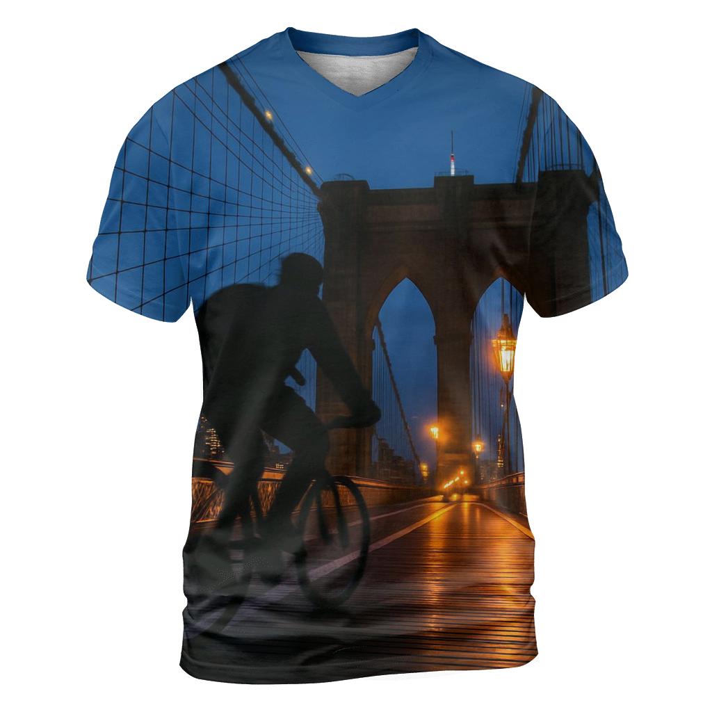 Brooklyn Bridge Bicycle Commute At Blue Hour custom all-over print shirts