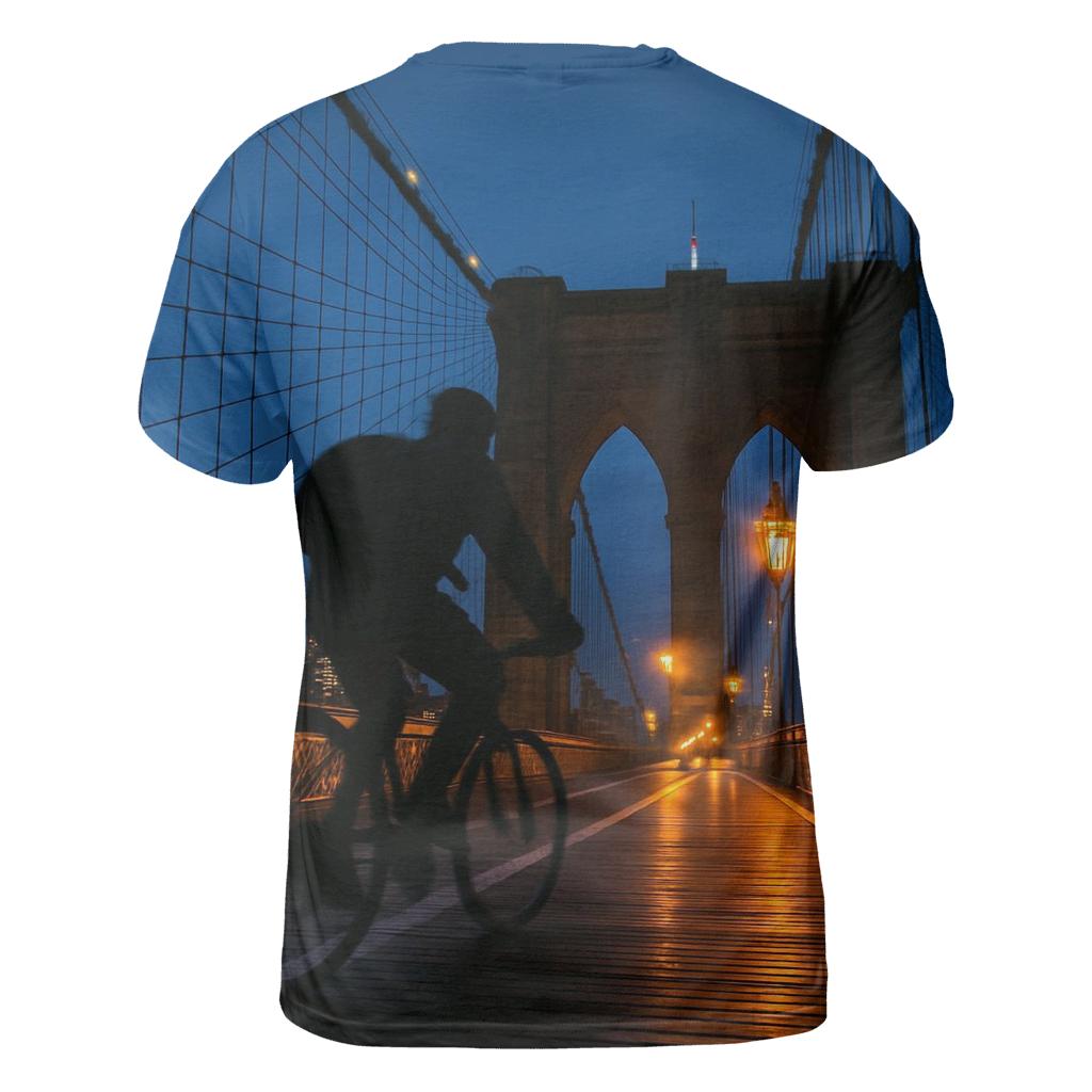 Brooklyn Bridge Bicycle Commute At Blue Hour custom all-over print shirts