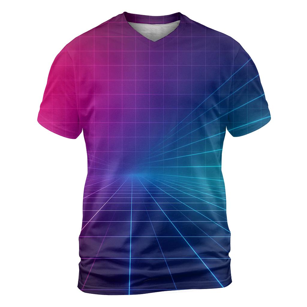 Neon Grid Horizon statement graphic shirts