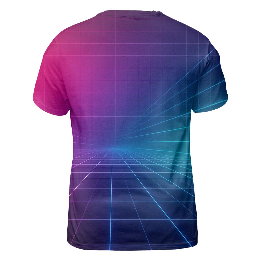 Neon Grid Horizon statement graphic shirts