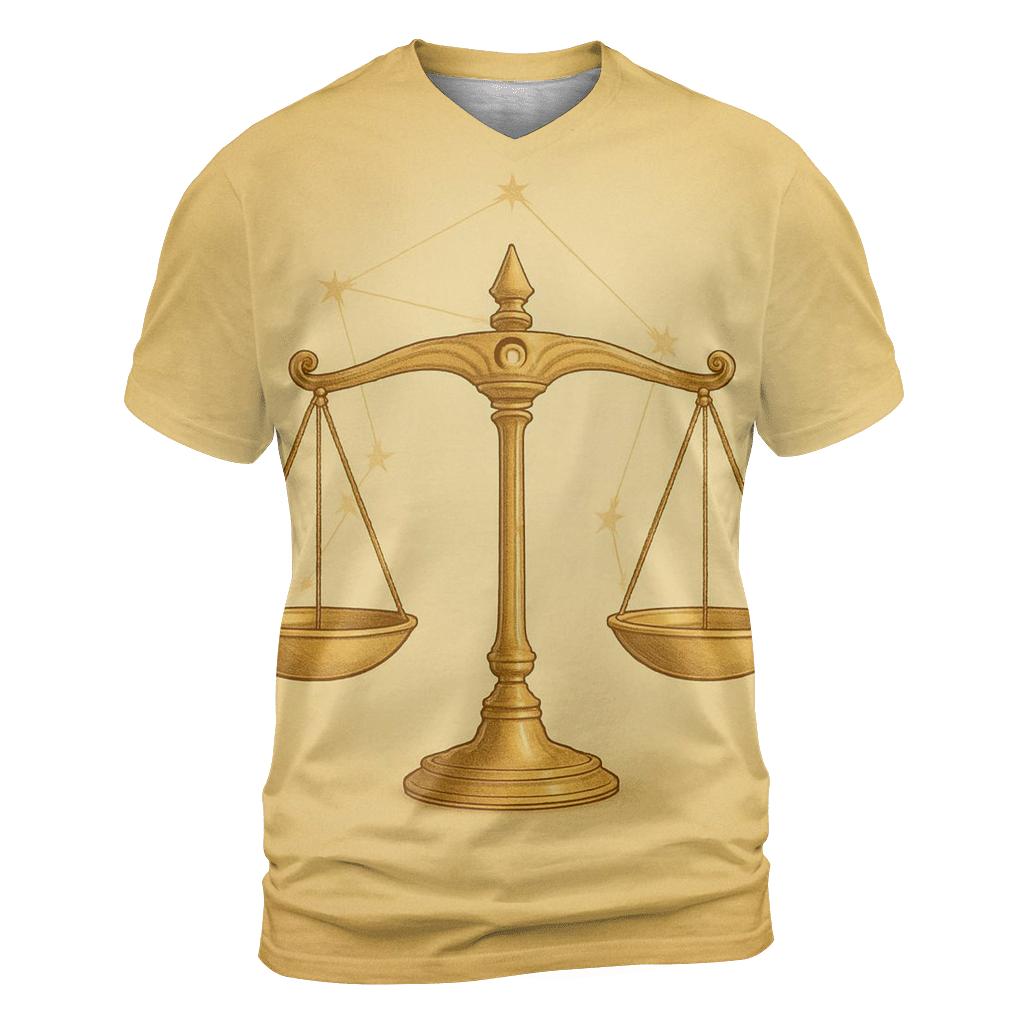 Libra Golden Scales Balance designer pattern shirts