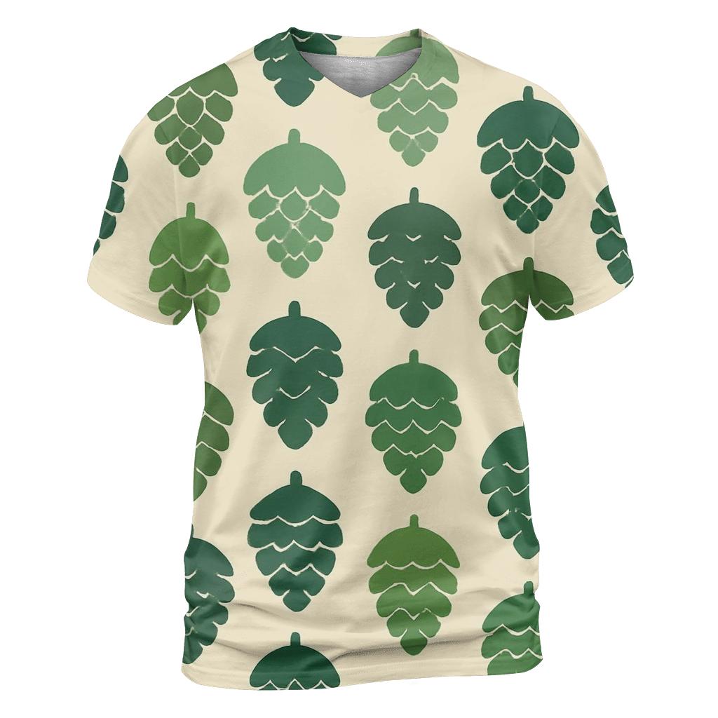 Pine Cone Cascade vibrant all-over design tees
