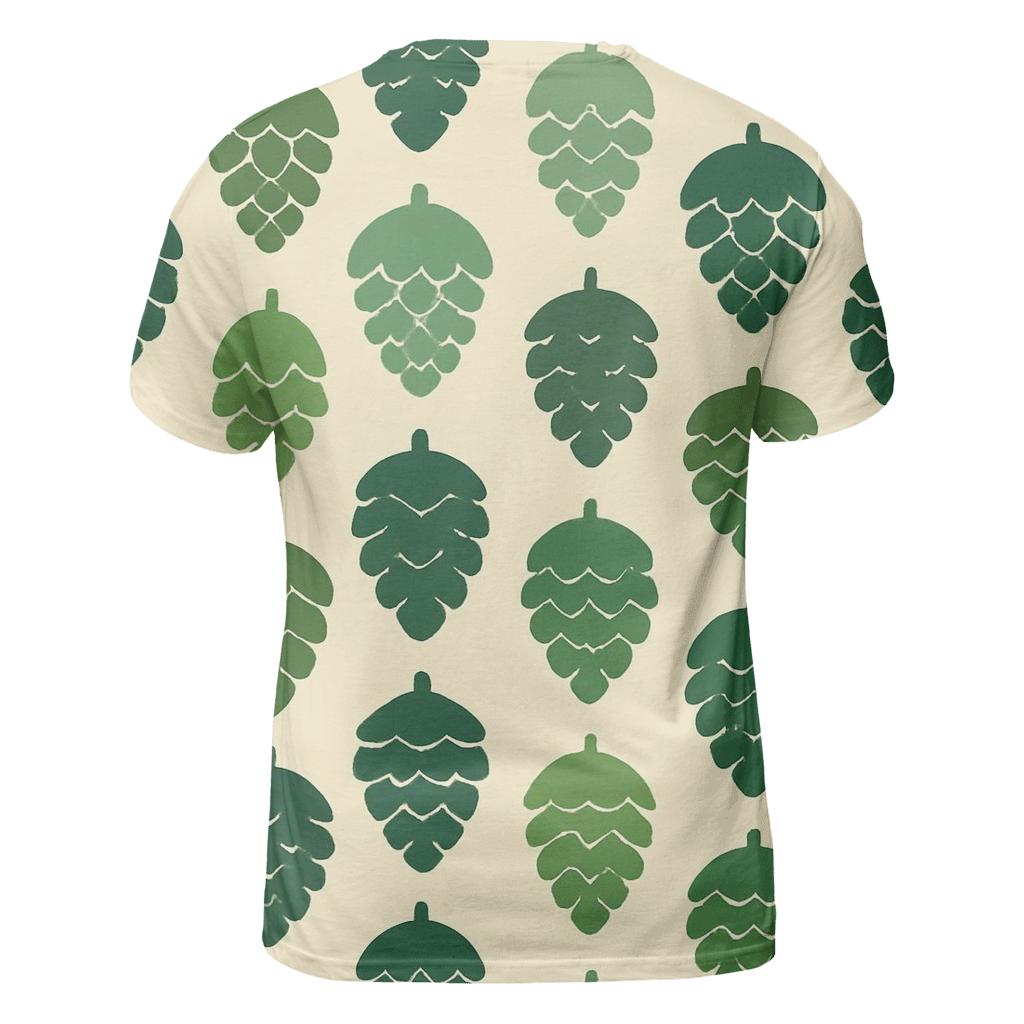 Pine Cone Cascade vibrant all-over design tees