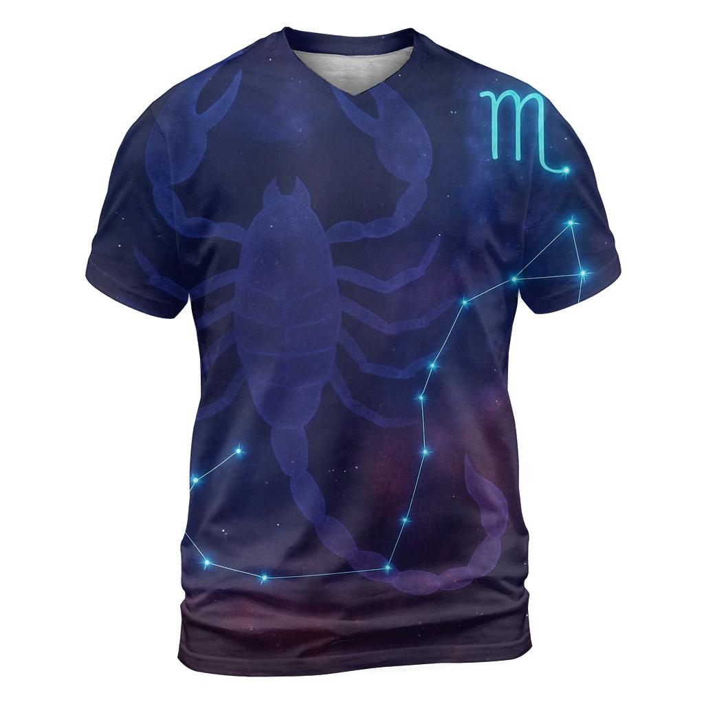 Scorpio Nebula Scorpion vibrant all-over design tees