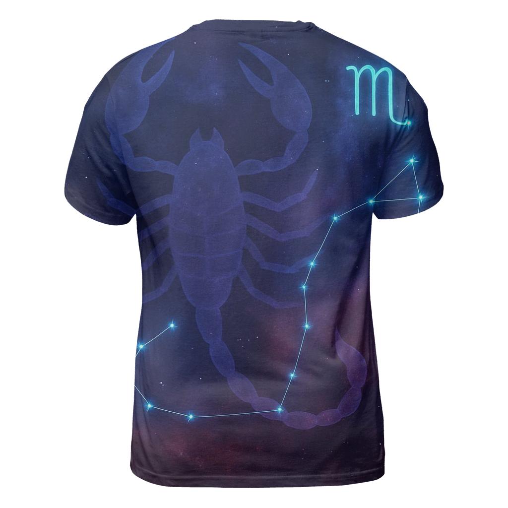 Scorpio Nebula Scorpion vibrant all-over design tees