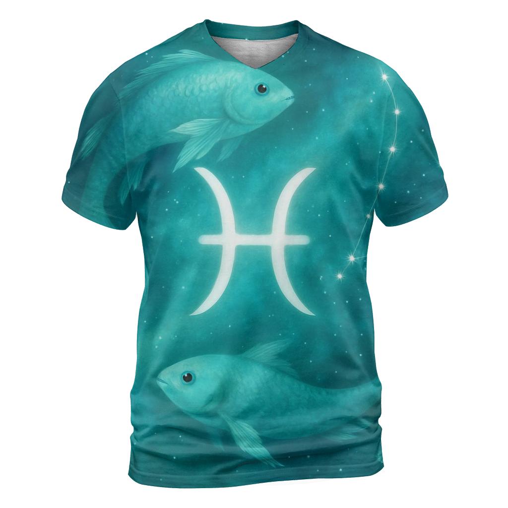 Pisces Cosmic Fish Dream Scene personalized full print shirts