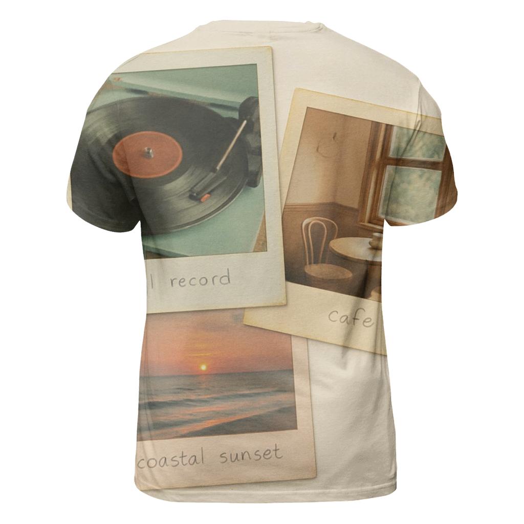 Faded Polaroid Film Frame Collage artistic all-over print tops