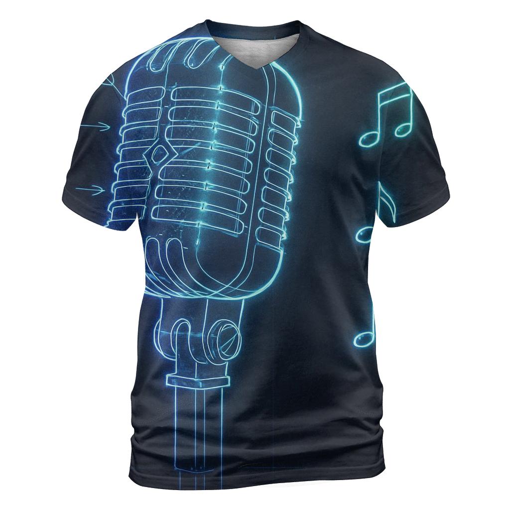 Microphone Neon Blueprint statement graphic shirts