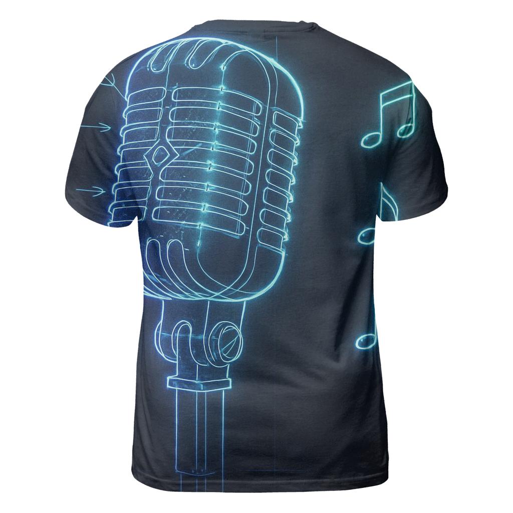 Microphone Neon Blueprint statement graphic shirts
