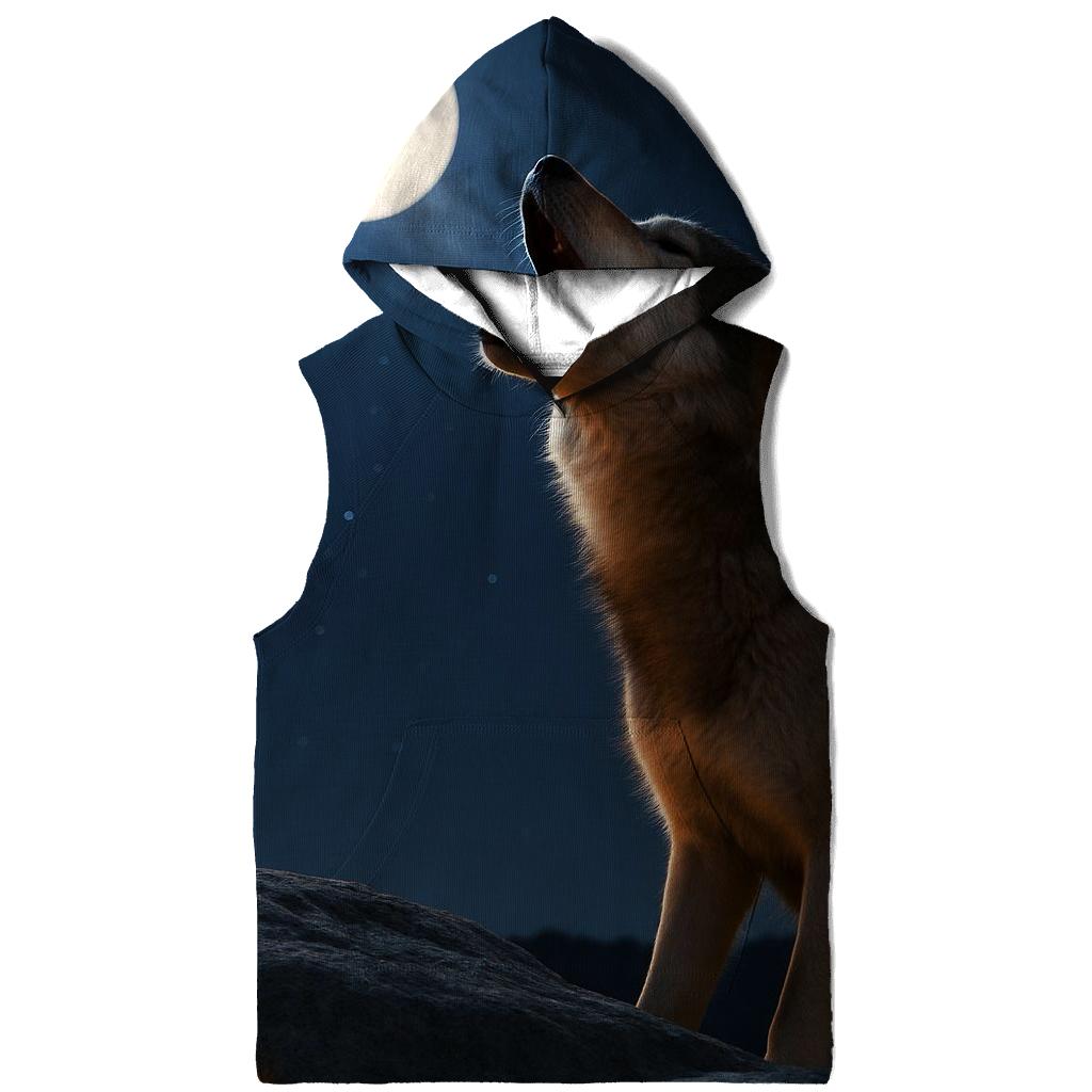 Moonlit Howl On Granite premium hoodies
