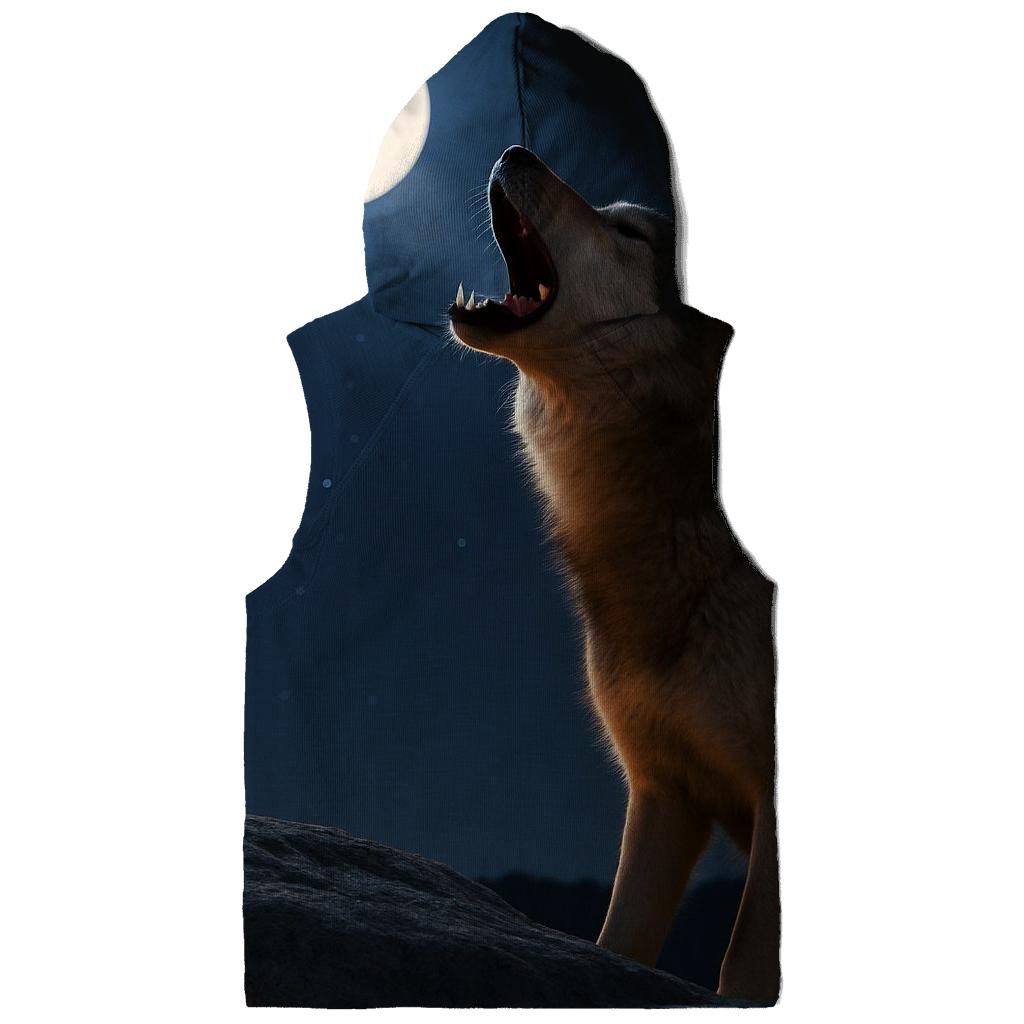 Moonlit Howl On Granite premium hoodies