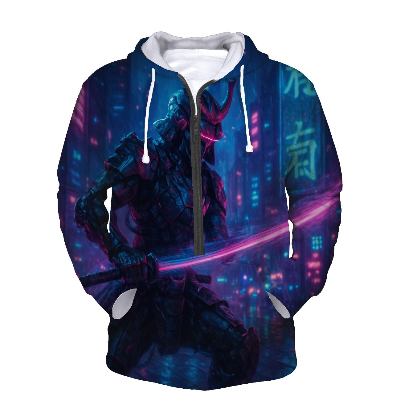 Neon Cyber Samurai hoodie designs