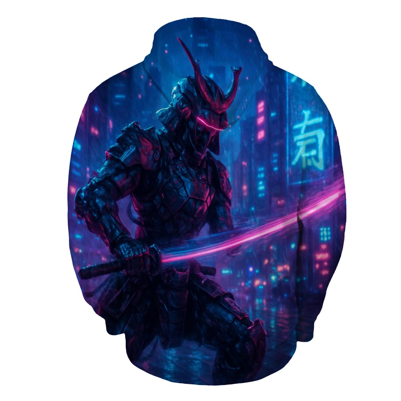 Neon Cyber Samurai hoodie designs