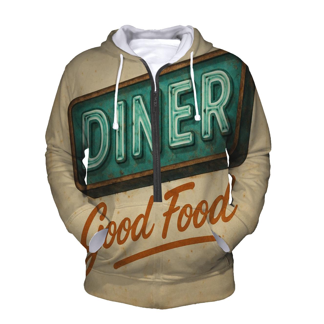 Distressed Diner Neon Sign pullover hoodies