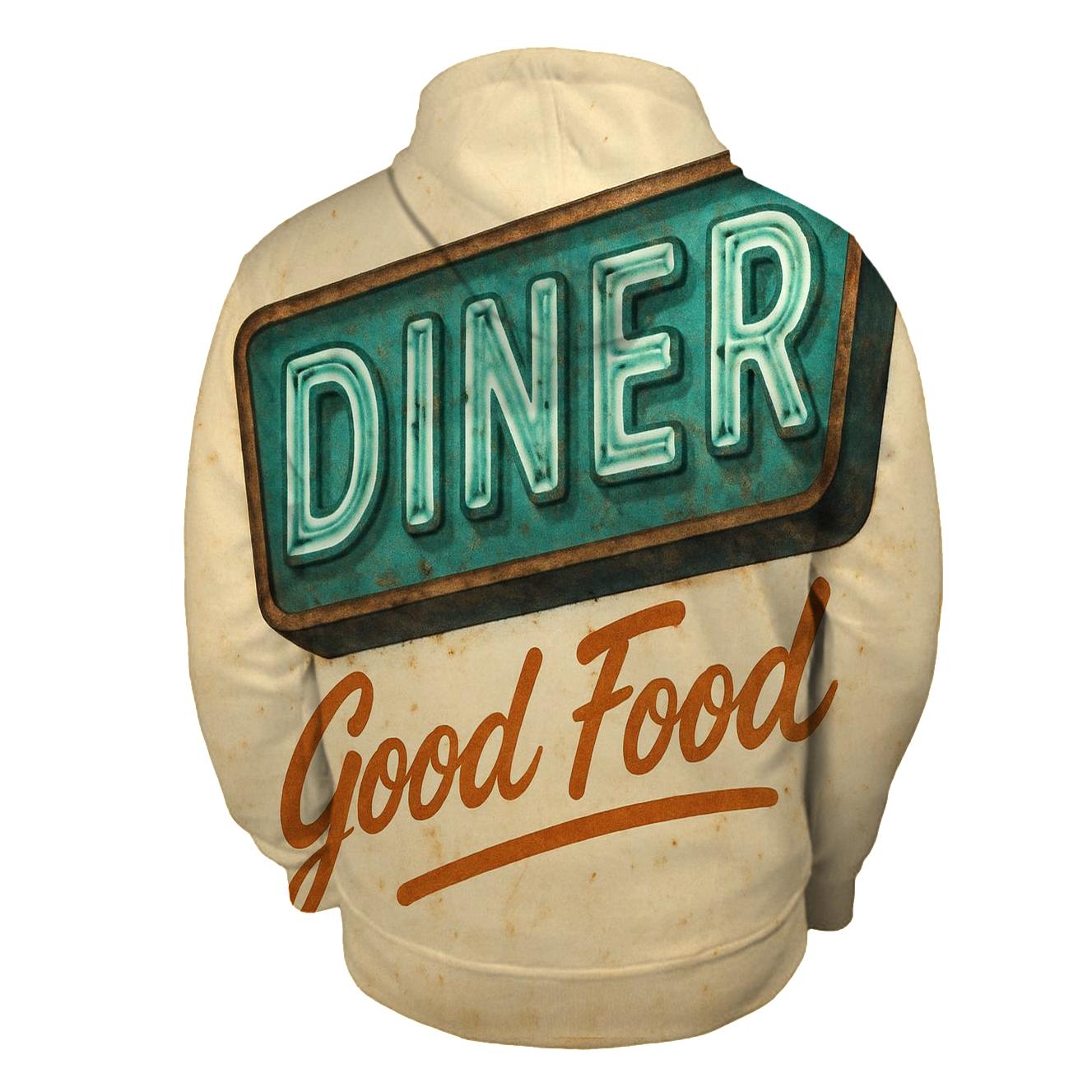 Distressed Diner Neon Sign pullover hoodies