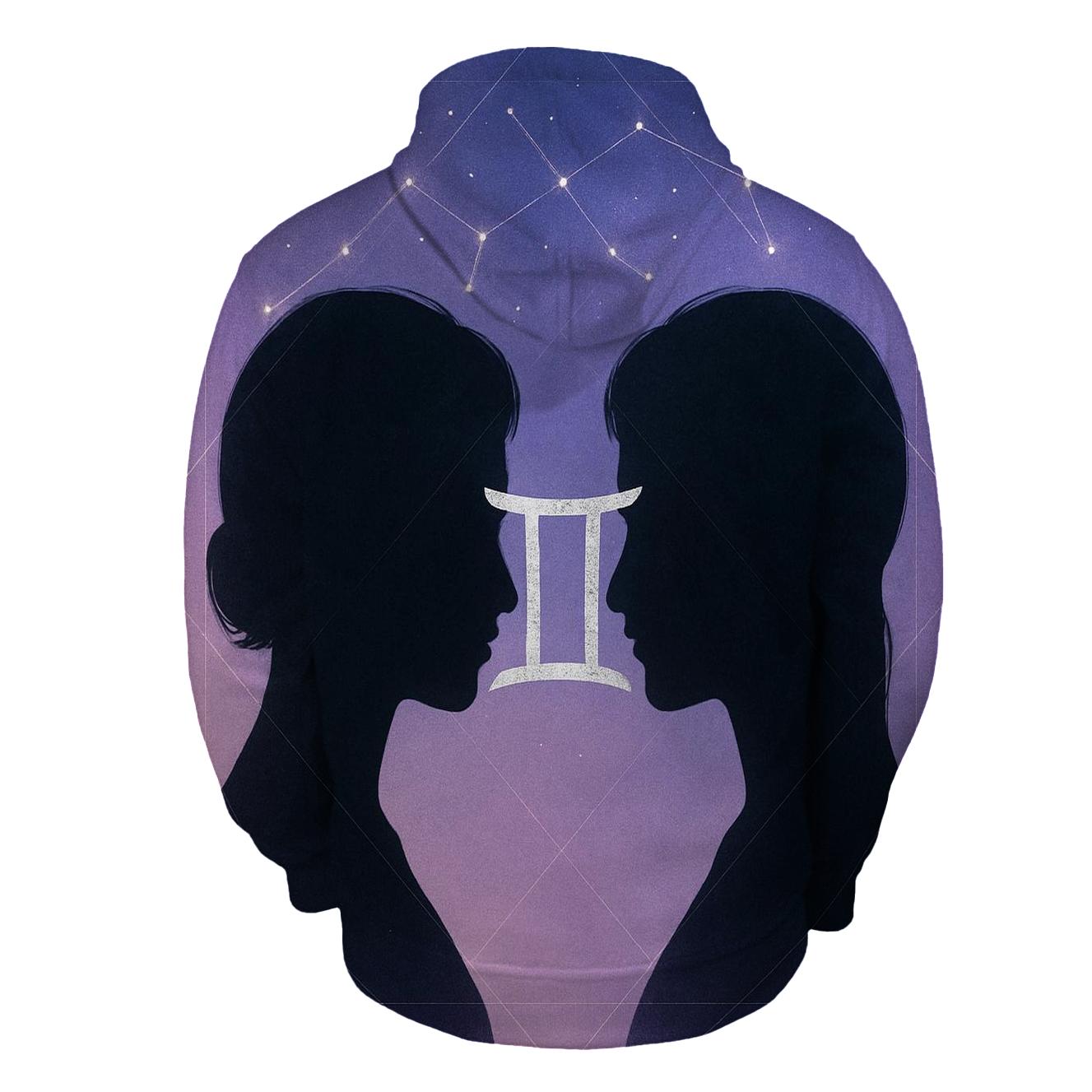 Luminous Gemini Twin Portrait graphic hoodies
