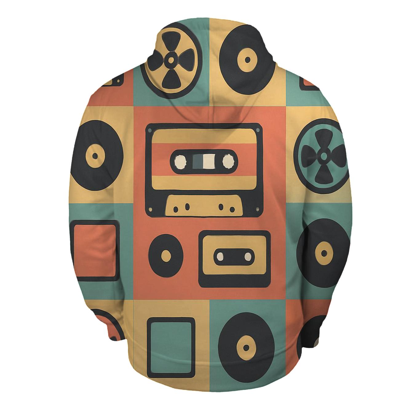 Cassette Mosaic Pattern zip-up hoodies