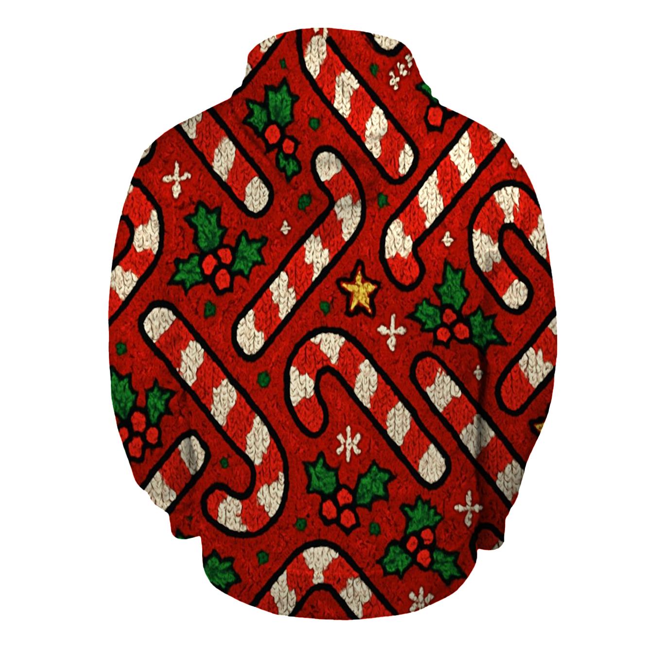 Kitschy Candy Cane Herringbone Design embroidered hoodies