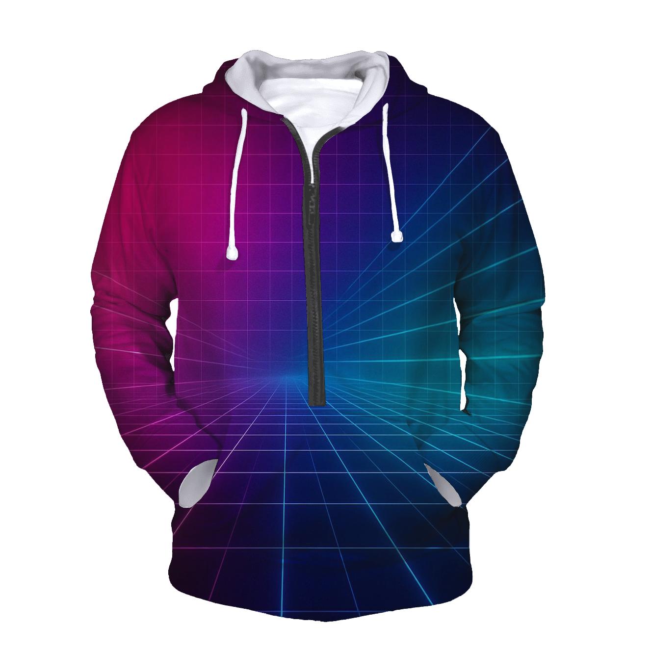 Neon Grid Horizon designer hoodies