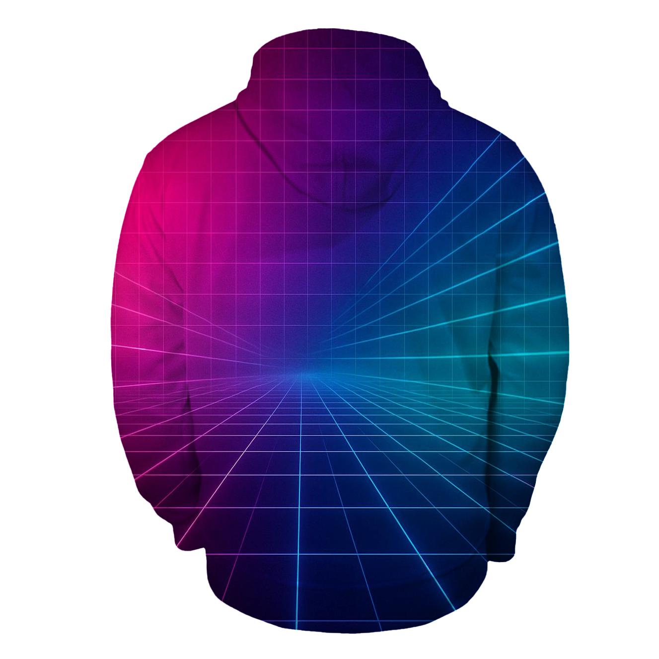Neon Grid Horizon designer hoodies