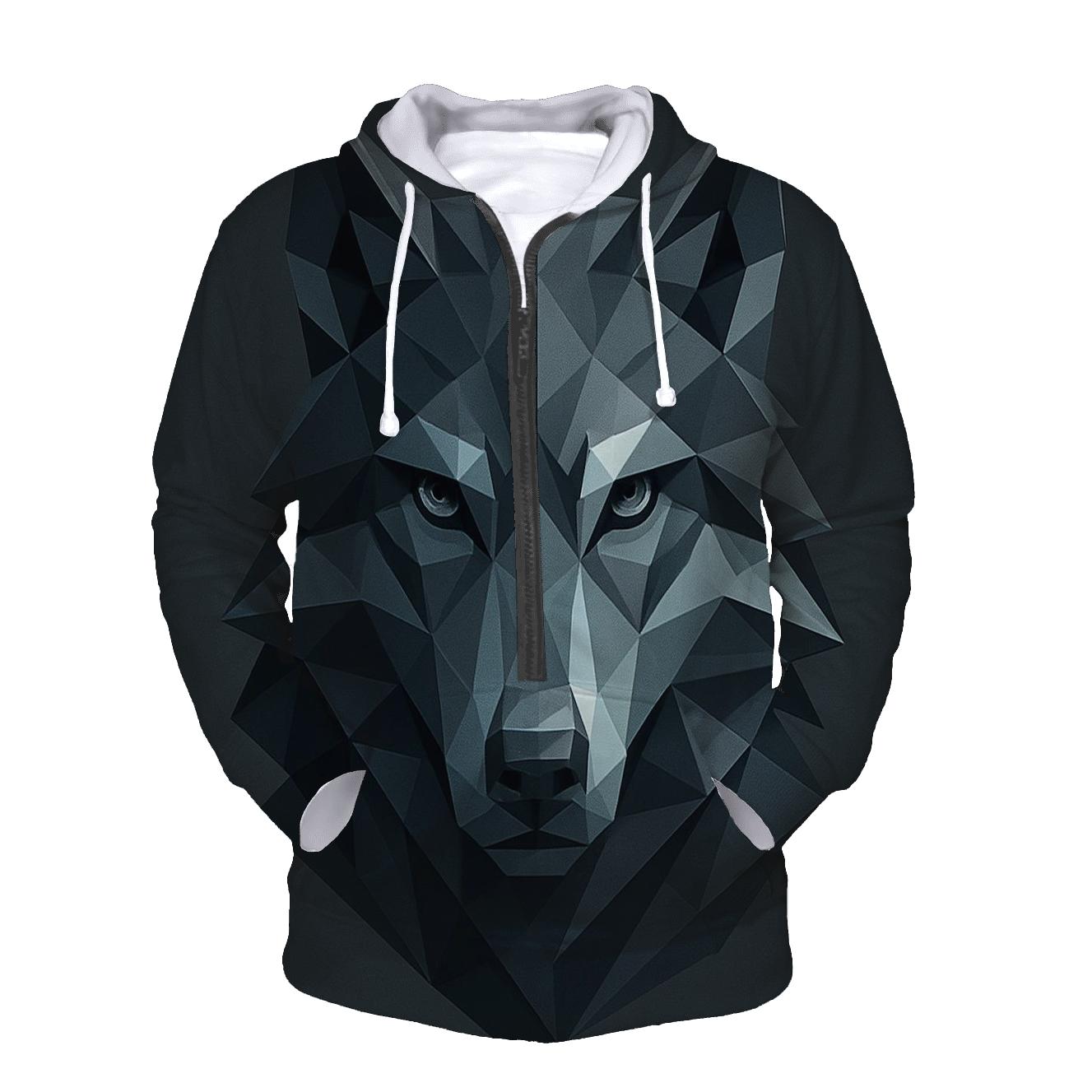 Abstract Geometric Wolf lightweight hoodies