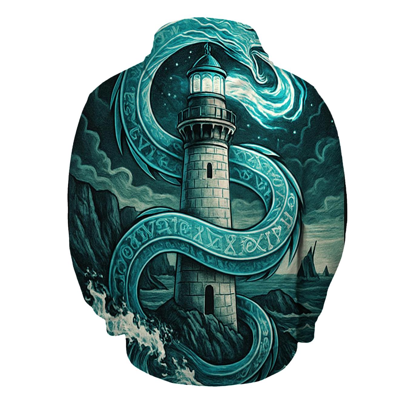 Tidal Serpent Lighthouse embroidered hoodies