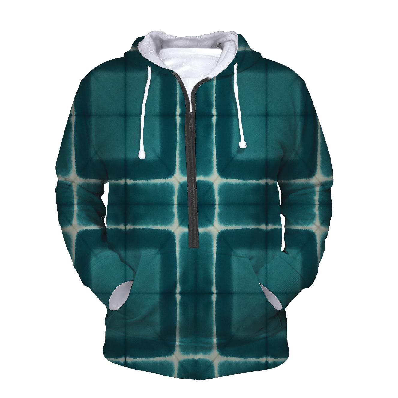 Itajime Teal Grid heavyweight hoodies