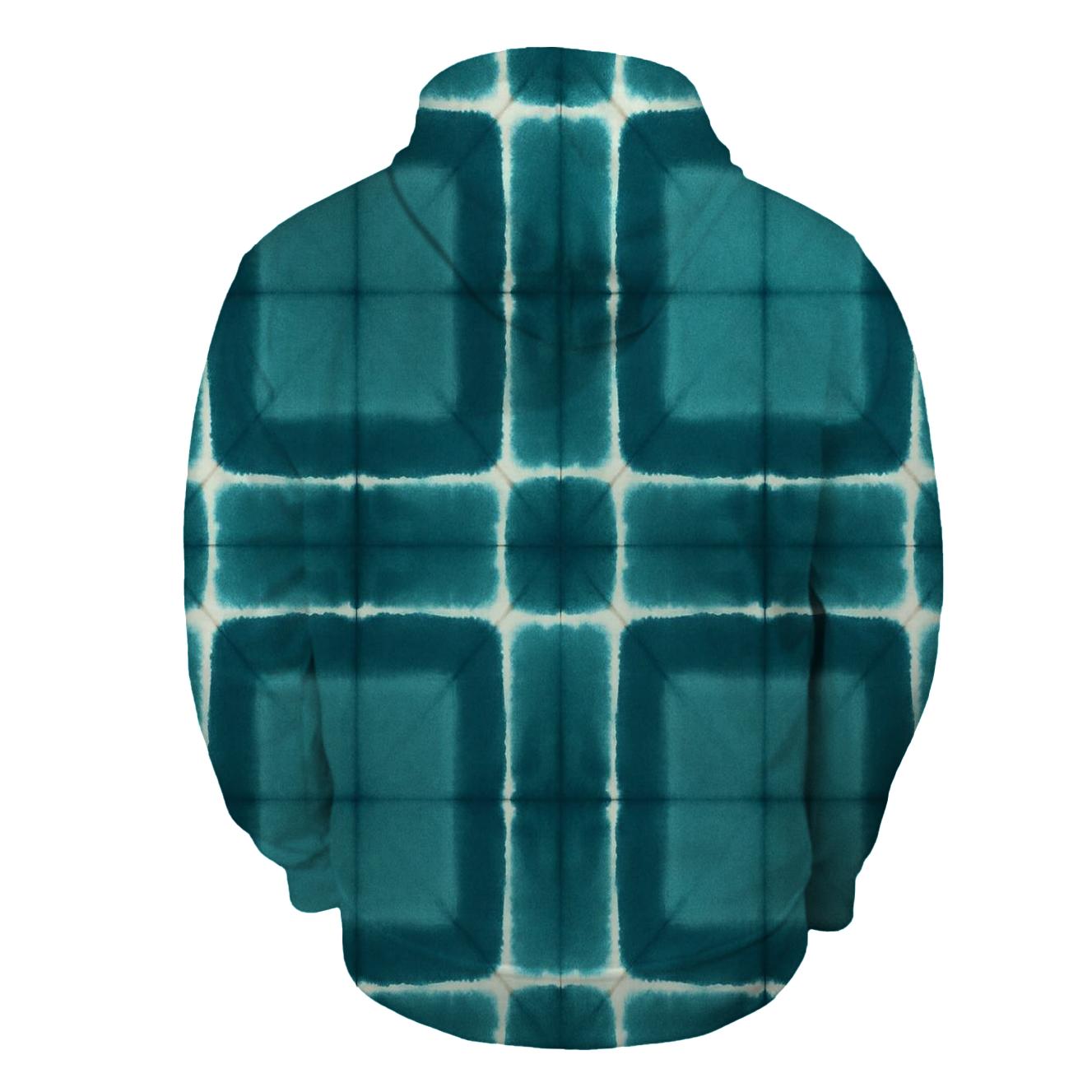 Itajime Teal Grid heavyweight hoodies