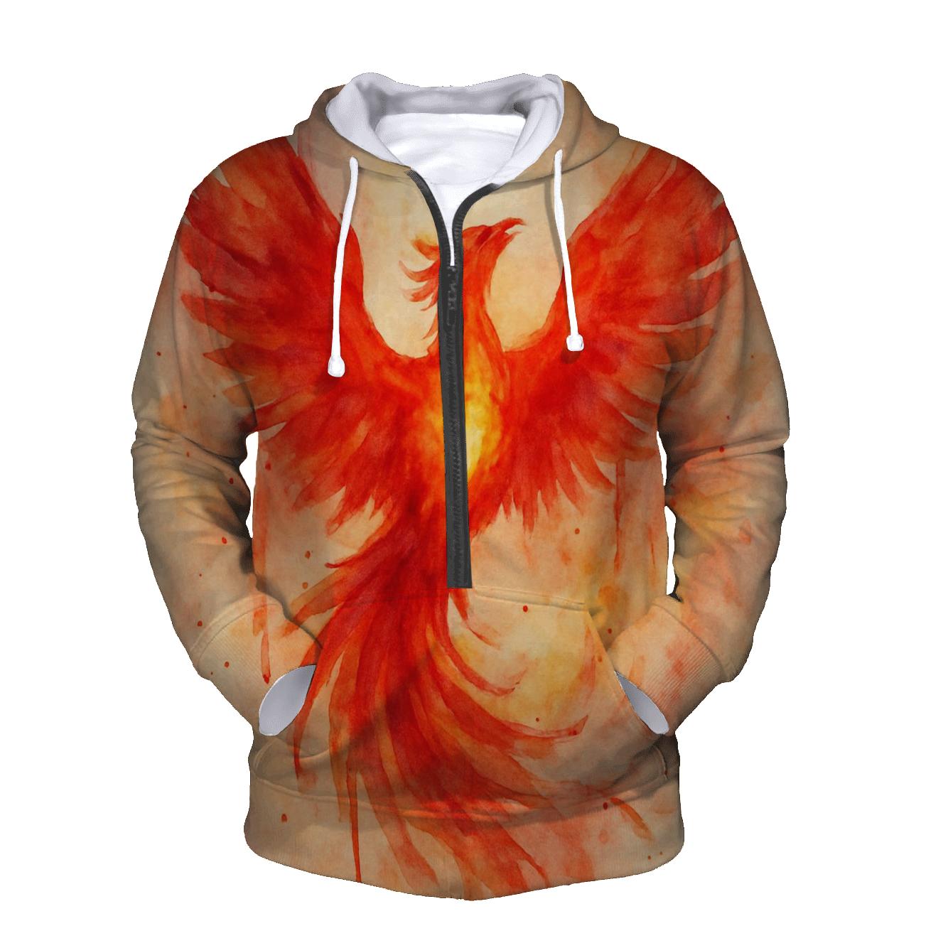 Watercolor Phoenix Rising graphic hoodies