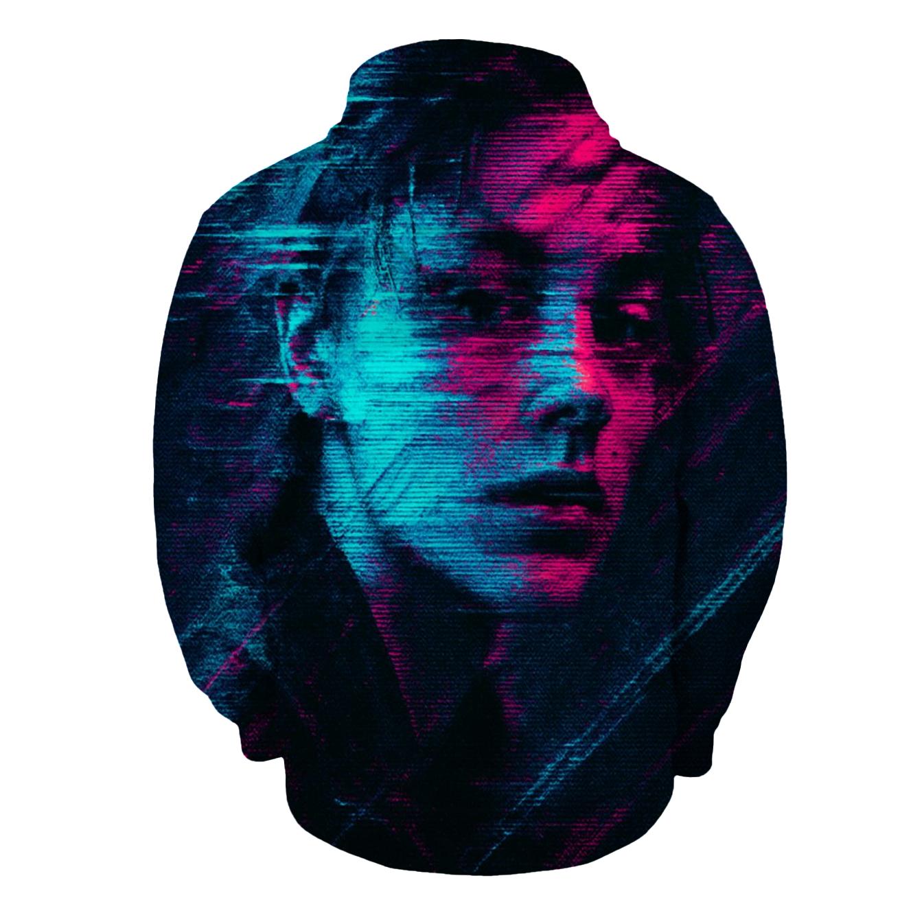 Digital Glitch Portrait zip-up hoodies