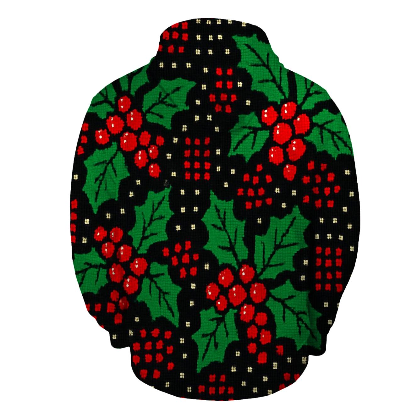 Holly Berry Dot Matrix Design embroidered hoodies