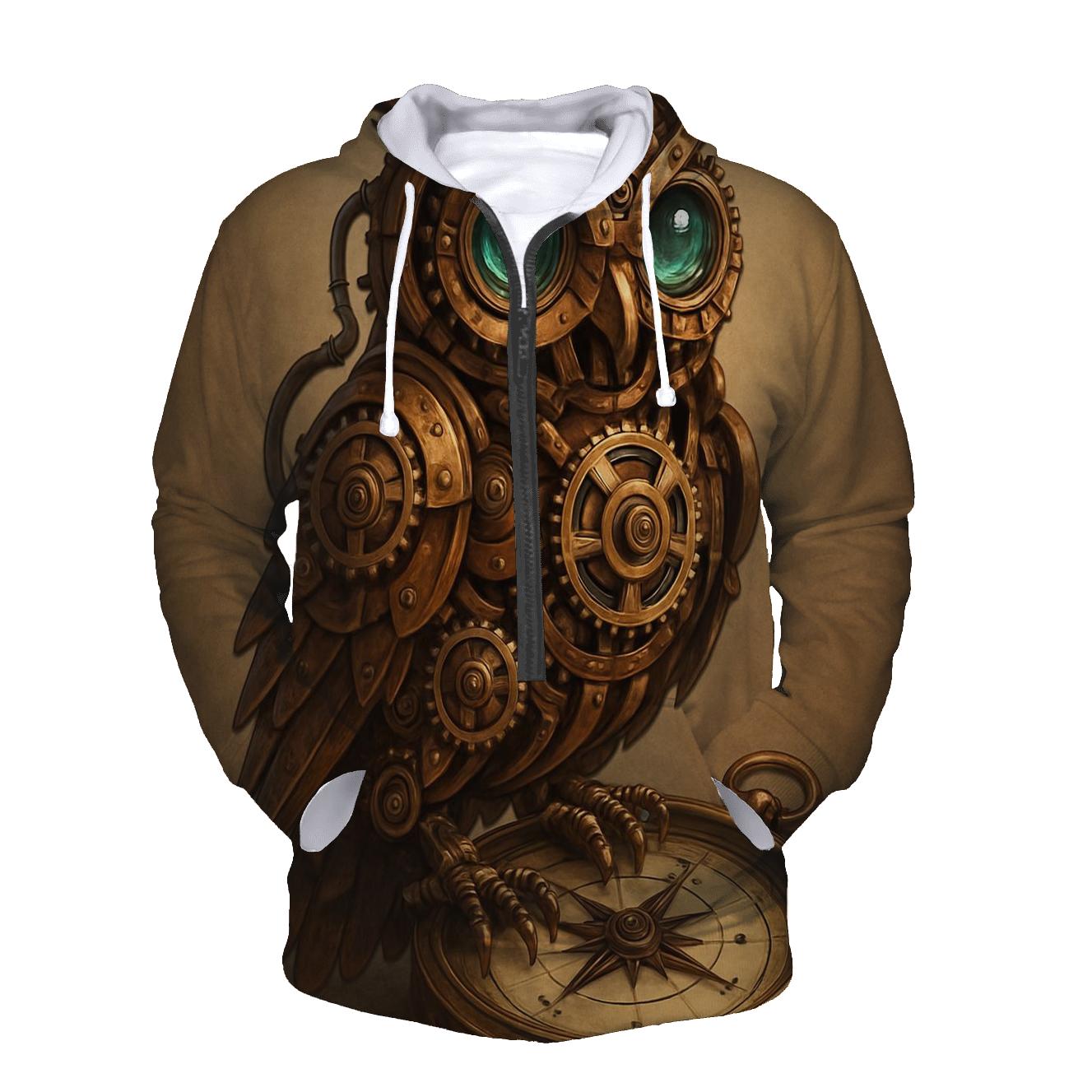Steampunk Mechanical Owl hoodie trends